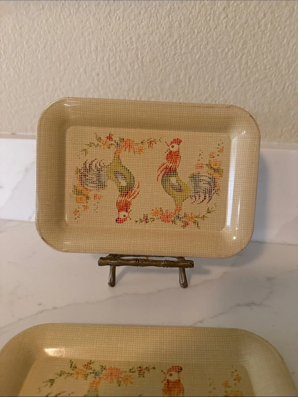 Vintage Rooster Mini Trays Set of 2